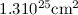 Mathematical equation: $\rm 1.3 10^{25} cm^2$