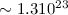 Mathematical equation: $\sim 1.3 10^{23}$