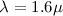 Mathematical equation: $\lambda=1.6 \mu$