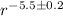 Mathematical equation: $r^{-5.5\pm0.2}$
