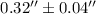 Mathematical equation: $0.32\arcsec\pm0.04\arcsec$