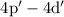 Mathematical equation: $4{\rm p}^\prime -4{\rm d}^\prime$