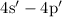 Mathematical equation: ${\rm 4s^\prime - 4p^\prime}$