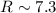 Mathematical equation: $R \sim 7.3$