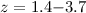 Mathematical equation: $z = 1.4{-}3.7$