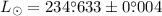 Mathematical equation: $L_{\odot} = 234\fdg633 \pm 0\fdg004$