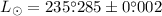 Mathematical equation: $L_{\odot} = 235\fdg285 \pm 0\fdg002$