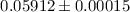 Mathematical equation: $0.05912 \pm 0.00015$
