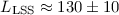 Mathematical equation: $L_{\rm LSS} \approx 130\pm10$