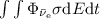 Mathematical equation: $\int \int \Phi_{\bar \nu_\mathrm{e}}\sigma {\rm d}E {\rm d}t$