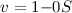 Mathematical equation: $v=1{-}0 S$