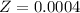 Mathematical equation: $Z=0.0004$