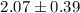 Mathematical equation: $2.07\pm0.39$