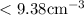 Mathematical equation: $< 9.38 {\rm cm^{-3}}$