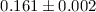 Mathematical equation: $0.161 \pm 0.002$