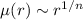 Mathematical equation: $\mu(r) \sim r^{1/n}$