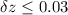 Mathematical equation: $\delta z \le 0.03$