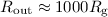 Mathematical equation: $R_{\rm out}\approx 1000 R_{\rm g}$