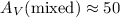 Mathematical equation: $A_V{\rm (mixed)} \approx 50$