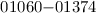 Mathematical equation: $01060{-}01374$