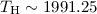 Mathematical equation: $T_{\rm H} \sim 1991.25$
