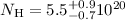 Mathematical equation: $N_{\rm H} = 5.5^{+0.9}_{-0.7} 10^{20}$