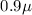 Mathematical equation: $0.9 \mu$