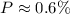 Mathematical equation: $P \approx 0.6\%$