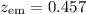 Mathematical equation: $z_{\rm em} = 0.457$