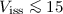 Mathematical equation: $V_{\rm iss} \la 15$