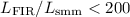 Mathematical equation: $L_{\rm FIR}/L_{\rm smm} < 200$
