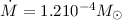 Mathematical equation: $\dot{M} = 1.2 10^{-4} M_{\odot}$