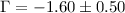 Mathematical equation: $\Gamma=-1.60 \pm 0.50$
