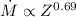 Mathematical equation: $\dot{M} \propto Z^{0.69}$