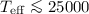 Mathematical equation: $T_{\rm eff}\la 25 000$