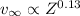 Mathematical equation: $v_{\infty}\propto Z^{0.13}$