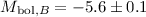 Mathematical equation: $M_{{\rm bol},B}=-5.6\pm0.1$
