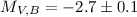 Mathematical equation: $M_{V,B}=-2.7\pm0.1$