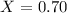 Mathematical equation: $X=0.70$