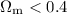 Mathematical equation: ${\rm \Omega_{m} < 0.4}$