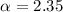 Mathematical equation: $\alpha = 2.35$