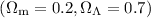 Mathematical equation: $(\Omega_{{\rm m}}=0.2,\Omega_\Lambda=0.7)$