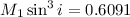 Mathematical equation: $M_1 \sin^3 i = 0.6091$