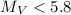 Mathematical equation: $M_{V}< 5.8$