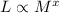 Mathematical equation: $L\propto M^x$
