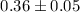 Mathematical equation: $0.36\pm 0.05$