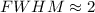 Mathematical equation: $FWHM \approx 2$