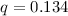 Mathematical equation: $q=0.134$
