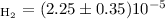 Mathematical equation: $_{\rm H_2}= (2.25\pm 0.35) 10^{-5}$