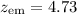 Mathematical equation: $z_{\rm em} = 4.73$